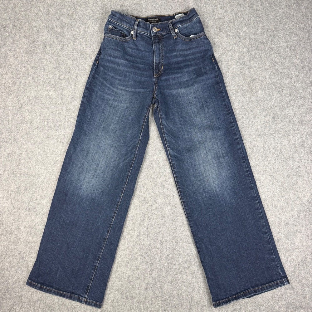 Banana Republic High Rise Wide Leg Jeans Womens Petite 26 2 Blue Wash Denim Pant